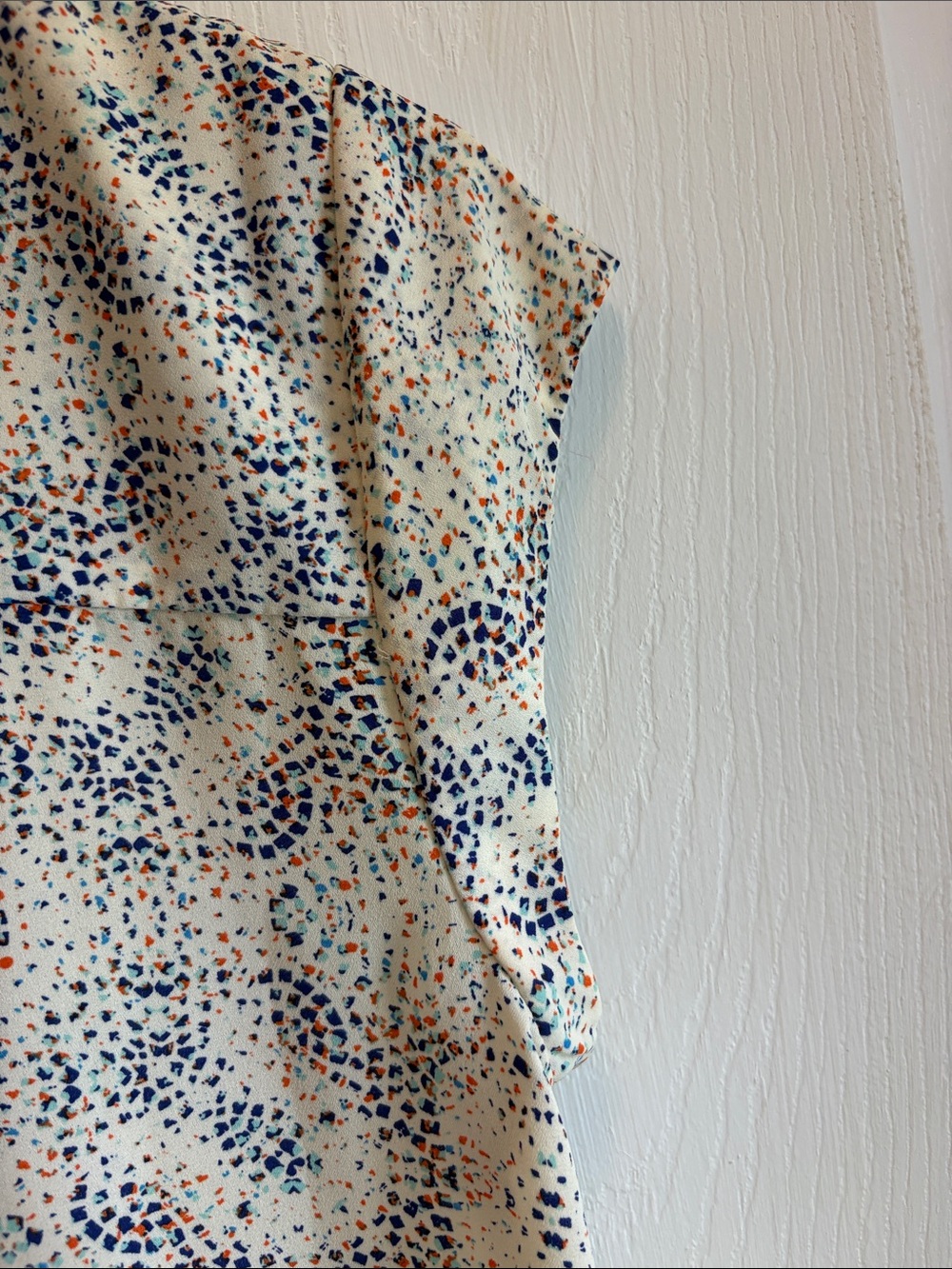 Daniel Rainn Cream Dot-Print Tassel V-Neck Tunic with Navy & Rust Trim - Picture 12 of 13